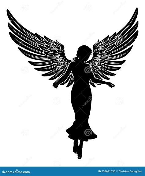 Angel Woman With Wings Silhouette Stock Vector Illustration Of White