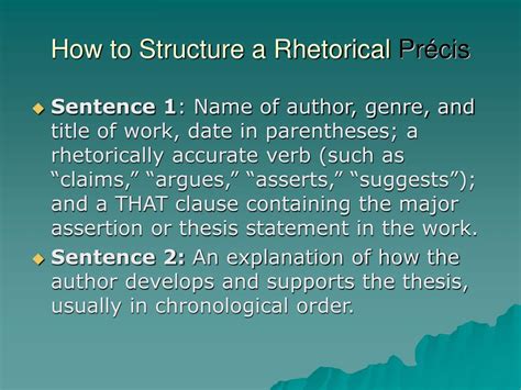 Ppt Rhetorical Précis Definition A Concise Summary Of Essential Points Statements Or Facts