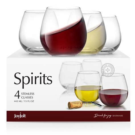 Stemless Red Wine Glasses 15 Oz Set Of 4 Breeze