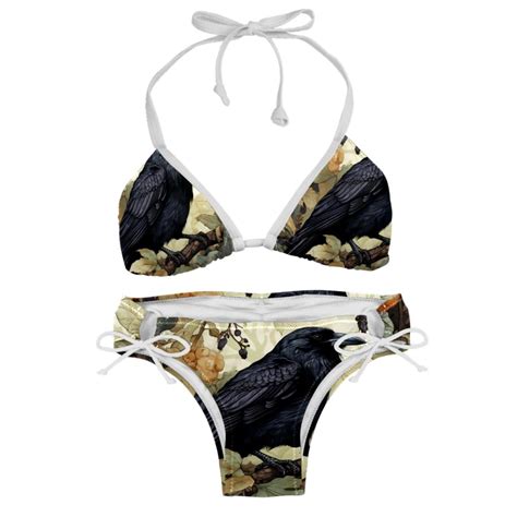 Crow Adjustable Strap Bikini Set With Detachable Sponge Two Pack