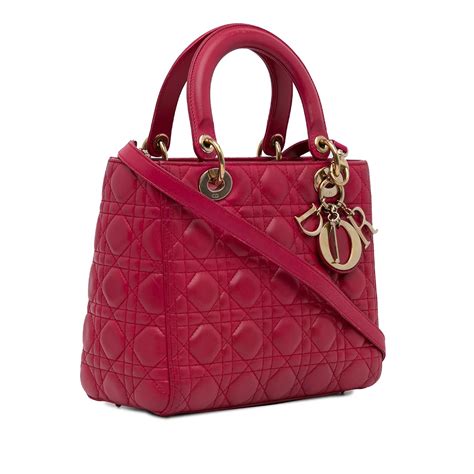 Sac Main Cannage Lady Dior En Cuir D Agneau Moyen Dior Rouge Ref