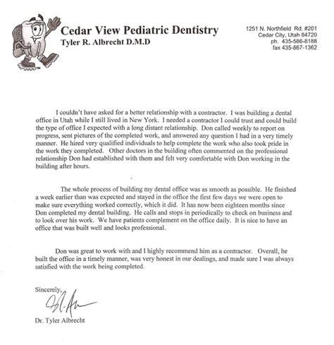 Sample Letter Of Recommendation Dental Assistant Commercial