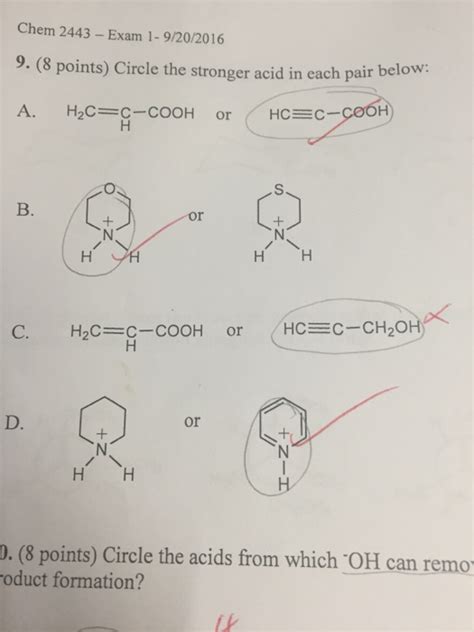 Solved Circle The Stronger Acid In Each Pair Below Circle Chegg