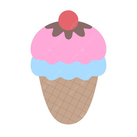 Cute Pink Blue Ice Cream Cone Digital Illustration, Cute Ice Cream Cone