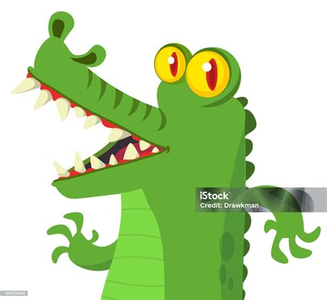 Cartoon Crocodile Character Vector Illustration Isolated On White向量圖形及更