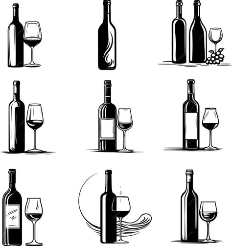 Premium Vector Wine Bottle Glass Silhouette Vector Illustration