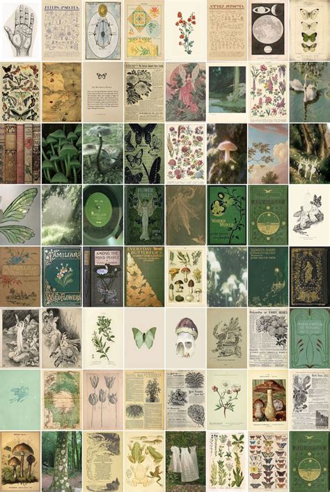 136 Pcs Vintage Poster Wall Collage Kit, Botanical Aesthetic Wall Decor ...