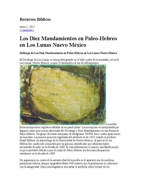 10 Mandamientos En Paleohebreo Pdf Lenguaje Hebreo Israel