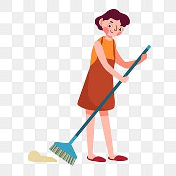 Sweep The Floor PNG Image Illustration Of Mother Sweeping The Floor