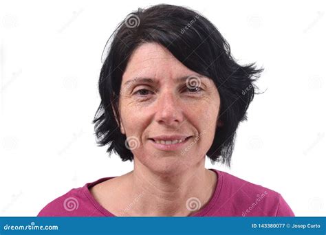 Portrait Of A Middle Aged Woman Without Makeup Stock Image Image Of