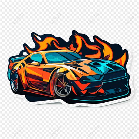 Pegatina De Vinilo Con Un Coche Naranja Hot Wheels Con Llamas Clipart Vector PNG Imágenes Gratis