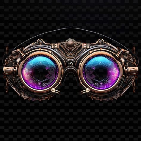 Premium Psd Victorian Era Steampunk Iridescent Neon Lines Goggles