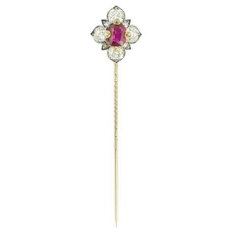 Victorian Gold And Rock Crystal Intaglio Stick Pin At 1stDibs