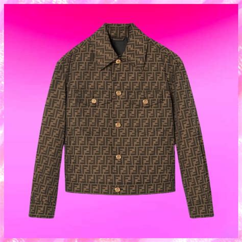 FF Monogram Denim Jacket In Brown Beach Babe Bikini