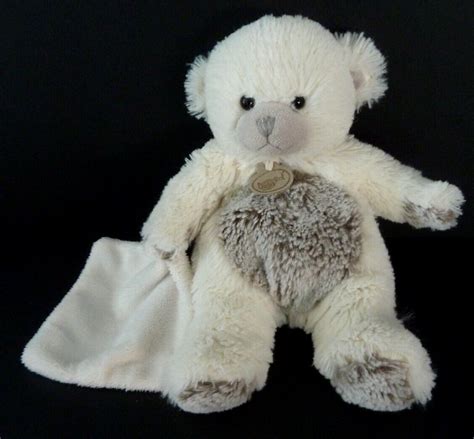 Doudou Baby Nat Ours Les Flocons Mouchoir Blanc Rond Marron Beige