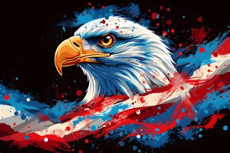 Premium Photo Majestic Eagle Painted In American Flag Colors