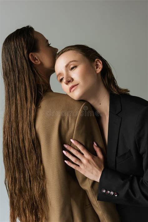 Sensual Lesbian Woman Leaning On Long Stock Photo Image Of Love