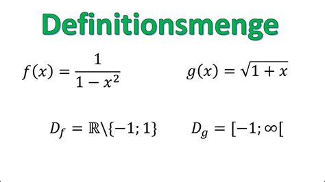 Definitionsmenge einer Funktion kurz an mehreren Bespielen erklärt