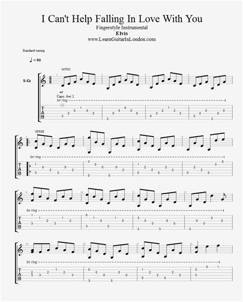 I Cant Help Falling In Love With You Fingerstyle Instrumental Tab