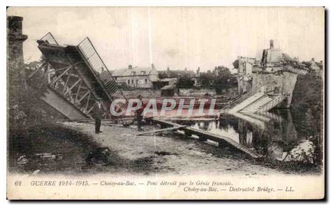 Carte Postale Ancienne Guerre 1914 1915 Choisy Au Bac Pont Detruit Par