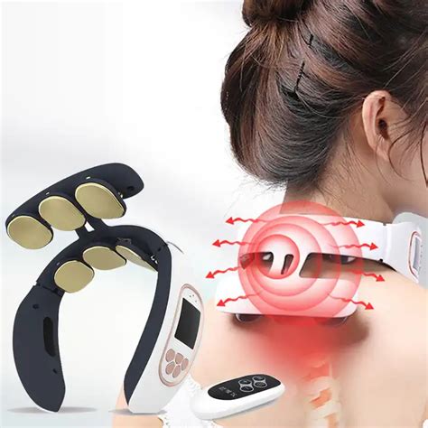 6 Heads Smart Electric Neck And Back Pulse Massager Tens Wireless Heat