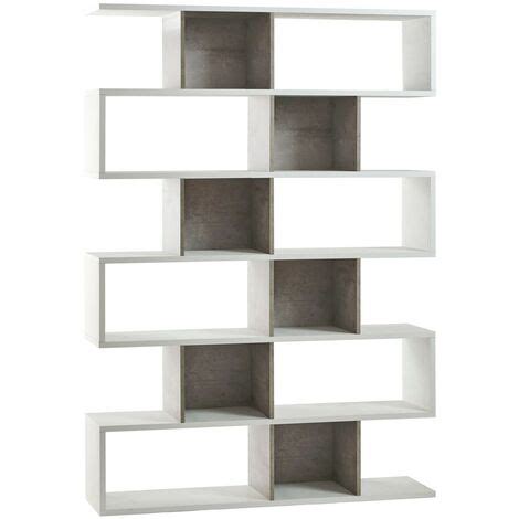 Libreria Modulare Geometrica In Legno Bianco Cemento Moderna Scaffale