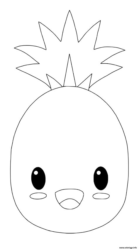 Coloriage Kawaii Ananas Adorable Dessin Ananas Imprimer