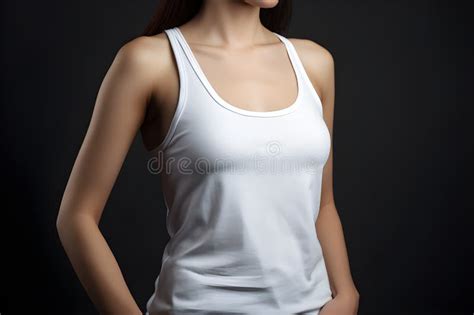 Generative Ai Blank White Tank Top Mock Up On Female Model Showcase