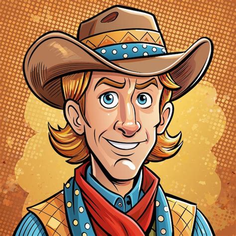 Um Desenho Animado De Um Cowboy Um Chap U De Cowboy E Um Len O