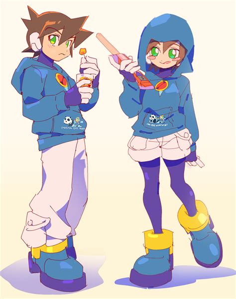 The Big Imageboard Tbib 1boy 1girl Aile Mega Man Zx Black Bodysuit Blue Hoodie Blush