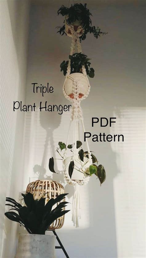 Triple Macrame Plant Hanger Pattern Beginner Macrame Fantasy Etsy