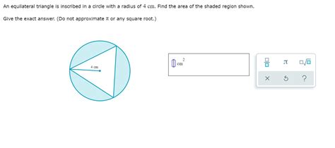 Solved An Equilateral Triangle Is Inscribed In A Circle With Chegg