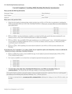 Fillable Online CCC Hardship Distribution Request Form And Information