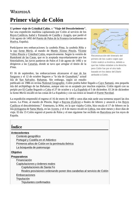 Primer viaje de Colón Reconstrucción del itinerario del primero de