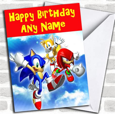 Sonic The Hedgehog Personalized Birthday Card Red Heart Print