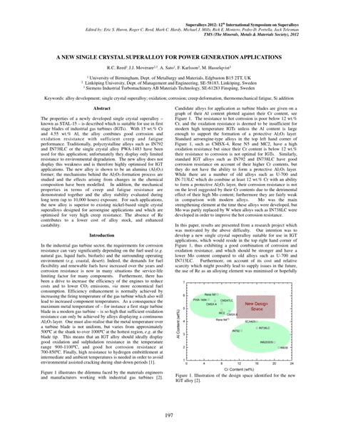 (PDF) A New Single Crystal Superalloy for Power Generation Applications