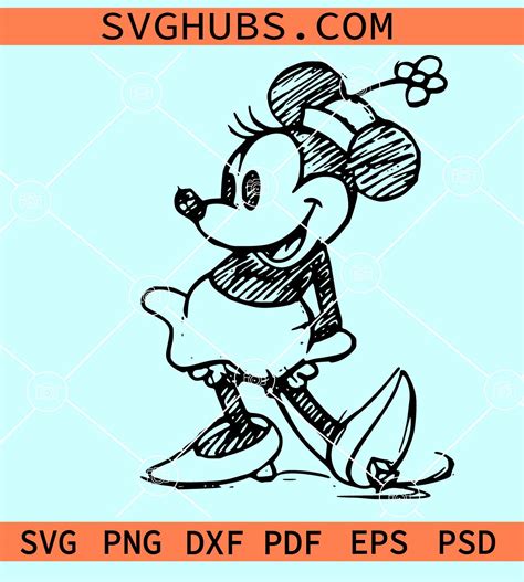 Minnie Mouse Sketch Svg Minnie Mouse Svg Minnie Svg