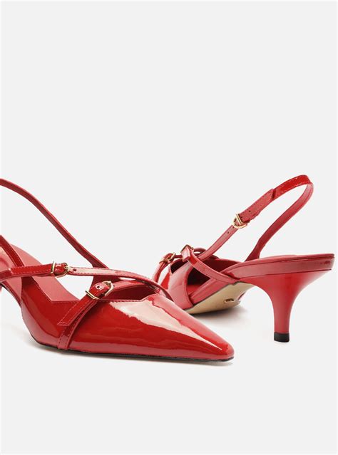 Scarpin Vermelho Arezzo Verniz Salto Médio Slingback Amélia ZZ MALL