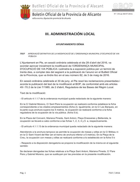 Aprobación definitiva de la modificación del Ordenanza Municipal