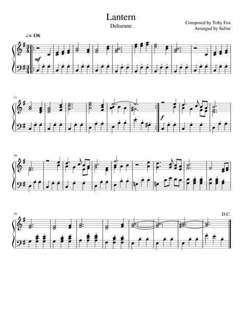 Deltarune Lantern Sheet Music For Piano Download Free In Pdf Or Midi