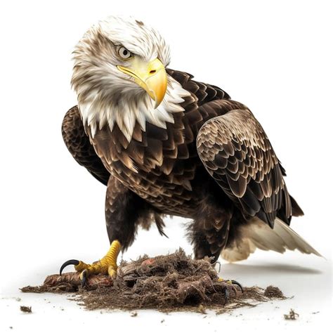 Premium AI Image | A bald eagle stands in a nest with a nest in it.