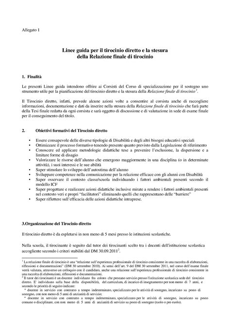 Linee Guida Tirocinio Allegato Linee Guida Per Il Tirocinio Diretto