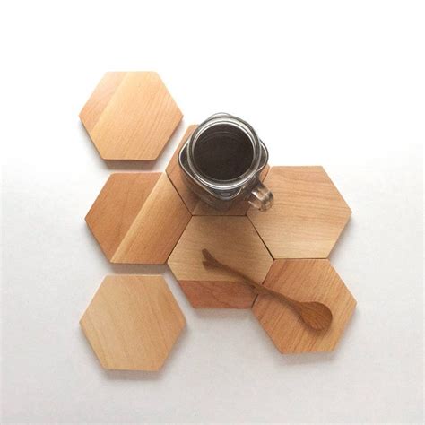 Jual I0322 Tatakan Gelas Kayu Hexagon Segienam Minimalis D 11 5cm