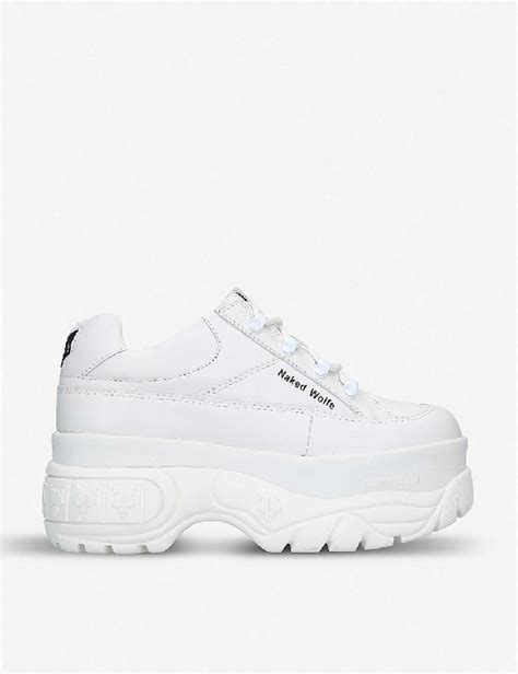 Naked Wolfe 70mm Sporty Leather Platform Sneakers In White ModeSens