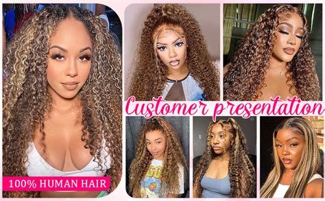Amazon Htsly Highlight Ombre Lace Front Wig Human Hair Honey Blonde Water Wave Wig 13x6 HD