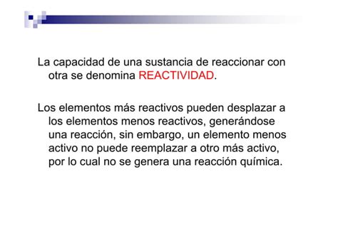 5 Reacciones de Desplazamiento Simple Prof Verónica Rosso PPT