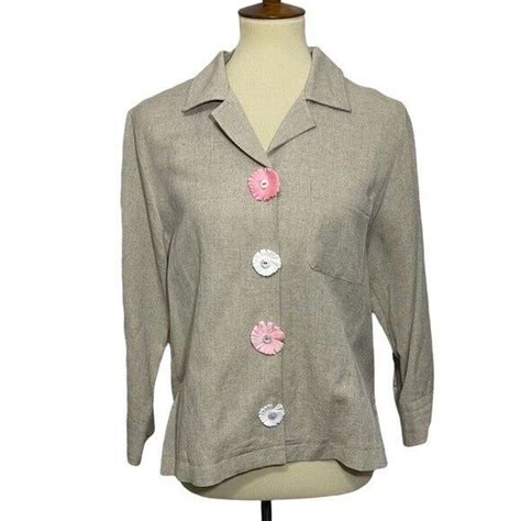 Harve Benard Linen Blend Vintage Button Up Jacket Womens Sz 10 Ebay