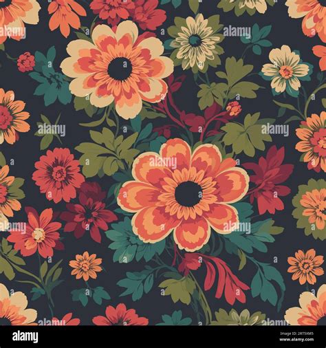 Colorful Floral Print Background Seamless Floral Pattern With Bright