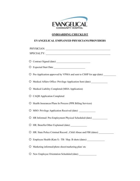 Physician Onboarding Template