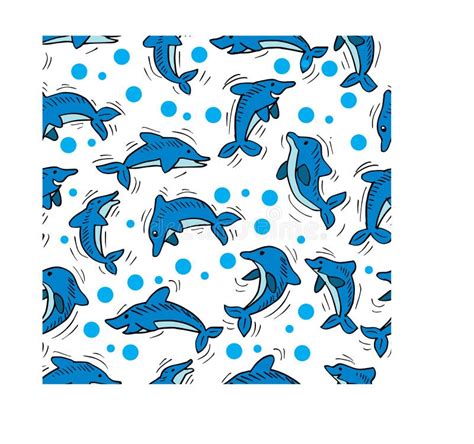 Dolphin Seamless Pattern Stock Vector Illustration Of Background